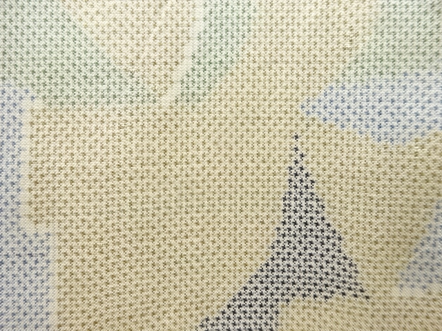 JAPANESE KIMONO / ANTIQUE ABSTRACT PATTERN WOVEN HONJO OSHIMA TSUMUGI